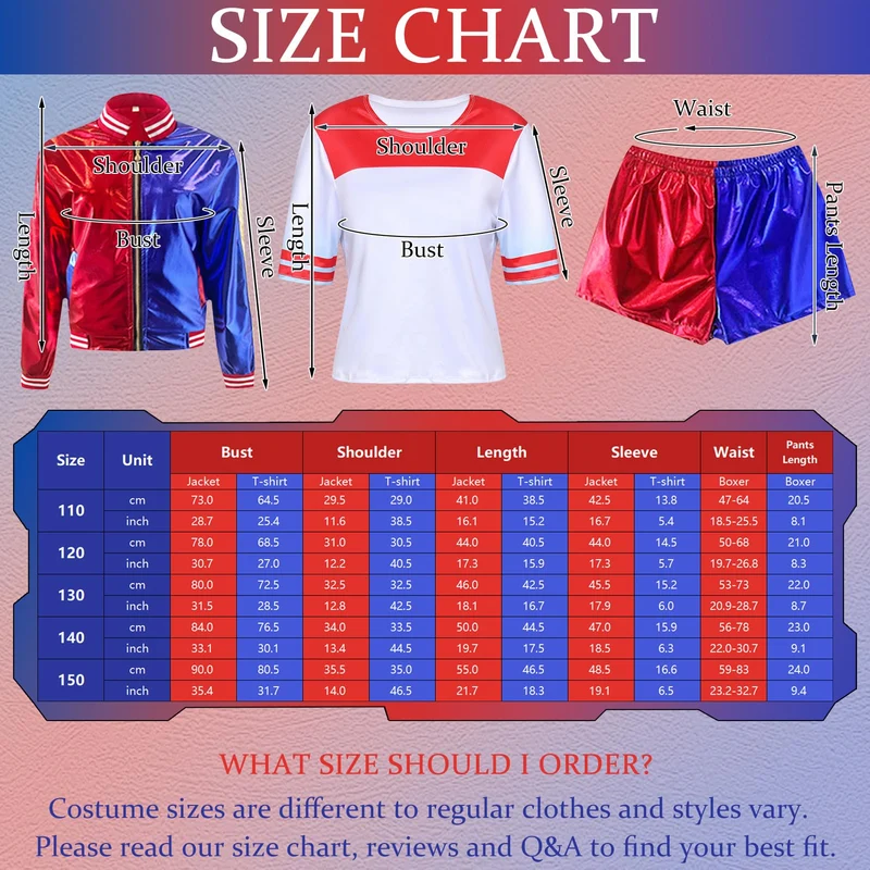 Amycute Costume Halloween Bambina, Set Costume Cosplay con Cappotto, T-shirt, Pantaloncini, Guanti, Vestito Cosplay Costumi per Halloween Carnevale