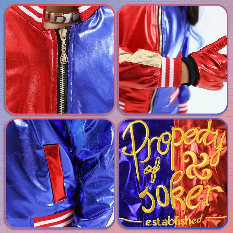 Amycute Costume Halloween Bambina, Set Costume Cosplay con Cappotto, T-shirt, Pantaloncini, Guanti, Vestito Cosplay Costumi per Halloween Carnevale