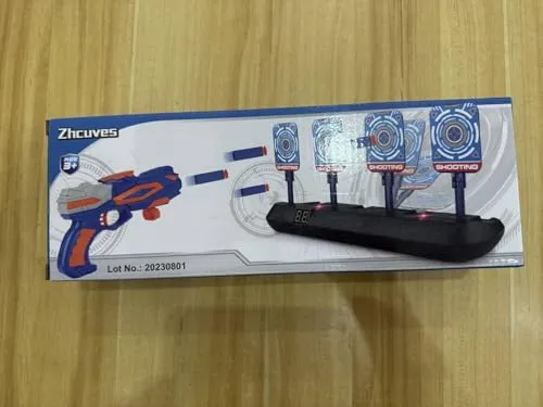 Tiro Bersaglio Elettrico con Pistola Giocattolo, Bersaglio Digitale per Nerf, 20 Proiettili,Giochi di Tiro Bambini 3 4 5 6 7 8 9 10 anni Gioco Interno Esterno Regalo Compleanno Natale Ragazzo Bimbo