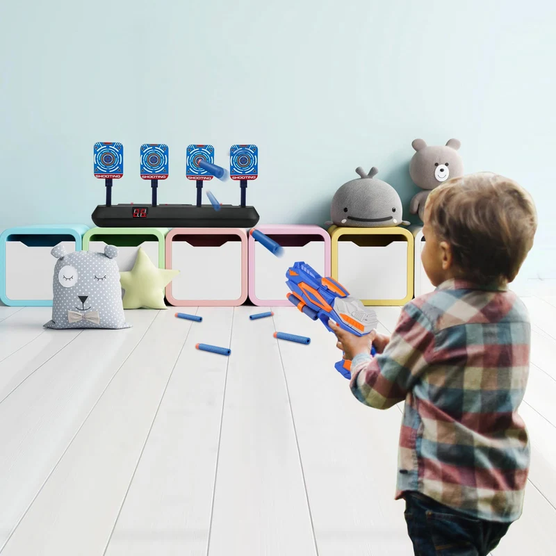 Tiro Bersaglio Elettrico con Pistola Giocattolo, Bersaglio Digitale per Nerf, 20 Proiettili,Giochi di Tiro Bambini 3 4 5 6 7 8 9 10 anni Gioco Interno Esterno Regalo Compleanno Natale Ragazzo Bimbo