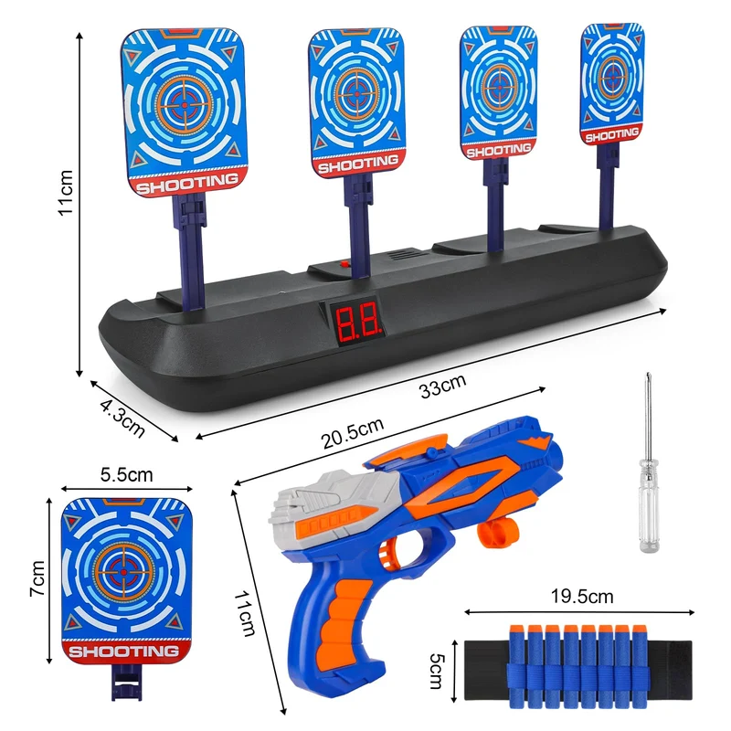 Tiro Bersaglio Elettrico con Pistola Giocattolo, Bersaglio Digitale per Nerf, 20 Proiettili,Giochi di Tiro Bambini 3 4 5 6 7 8 9 10 anni Gioco Interno Esterno Regalo Compleanno Natale Ragazzo Bimbo