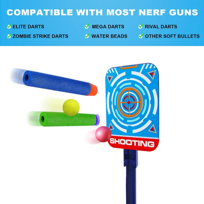 Tiro Bersaglio Elettrico con Pistola Giocattolo, Bersaglio Digitale per Nerf, 20 Proiettili,Giochi di Tiro Bambini 3 4 5 6 7 8 9 10 anni Gioco Interno Esterno Regalo Compleanno Natale Ragazzo Bimbo