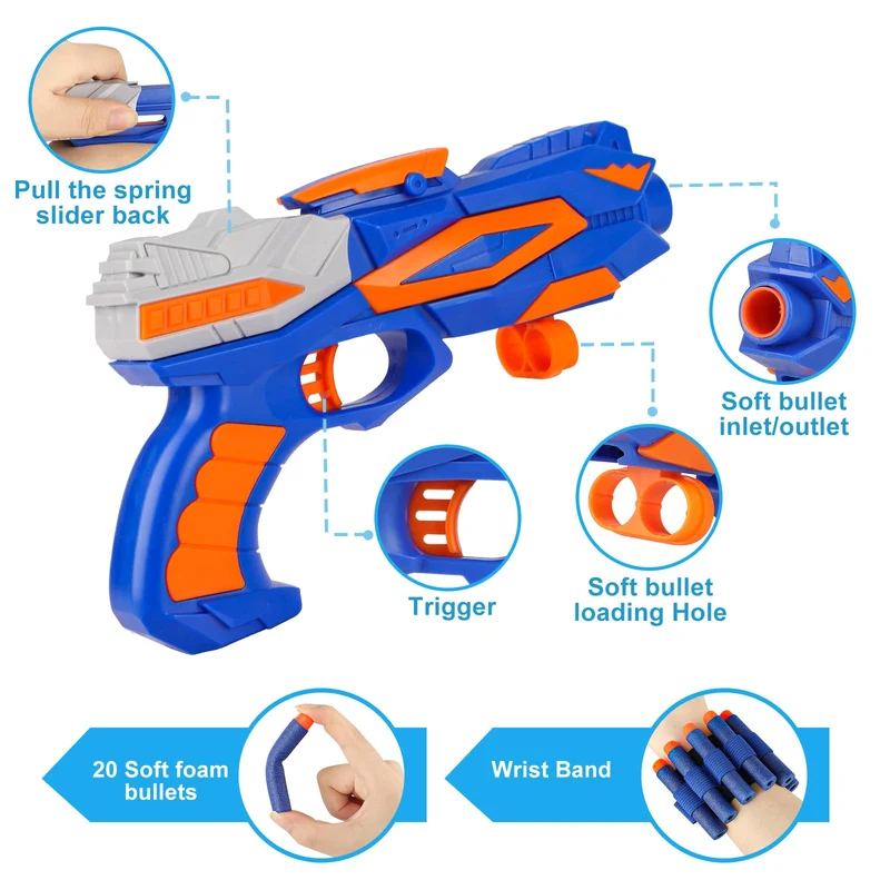 Tiro Bersaglio Elettrico con Pistola Giocattolo, Bersaglio Digitale per Nerf, 20 Proiettili,Giochi di Tiro Bambini 3 4 5 6 7 8 9 10 anni Gioco Interno Esterno Regalo Compleanno Natale Ragazzo Bimbo