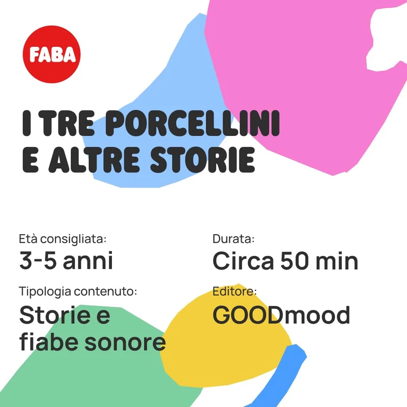 FABA Personaggio Sonoro I 3 Porcellini - Storie Sonore - Giocattolo, Contenuti Educativi, Versione Italiana, Bambini 4+ anni
