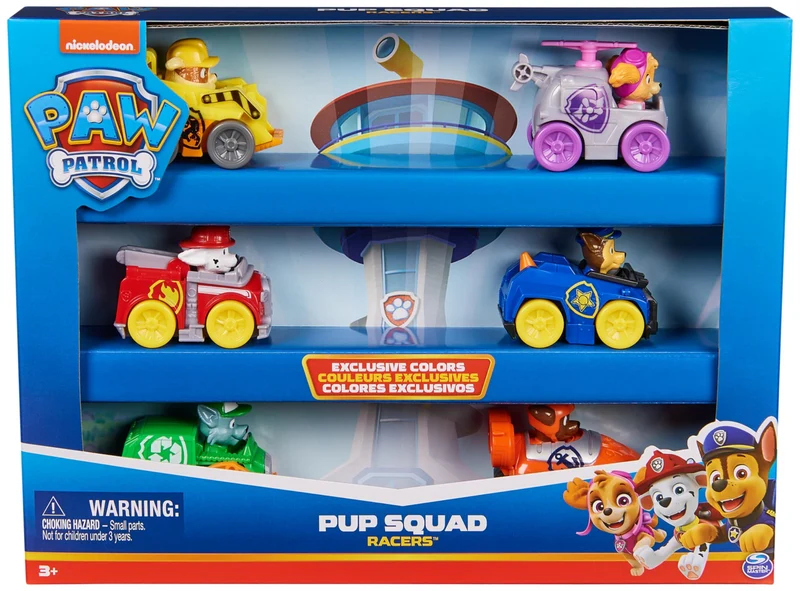 PAW Patrol Pup Squad Racers, Confezione Regalo con 6 veicoli, giocattoli per bambini e bambine da 3 anni in su
