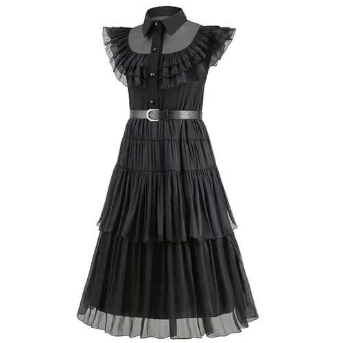 NCKIHRKK Costume Halloween Bambina, Vestito Halloween Carnevale Bambina Costume con Parrucca e Accessori, Costumi Vestiti Bambina per Halloween Carnevale Party Cosplay, Vestito Bambina 4-10 Anni, 110