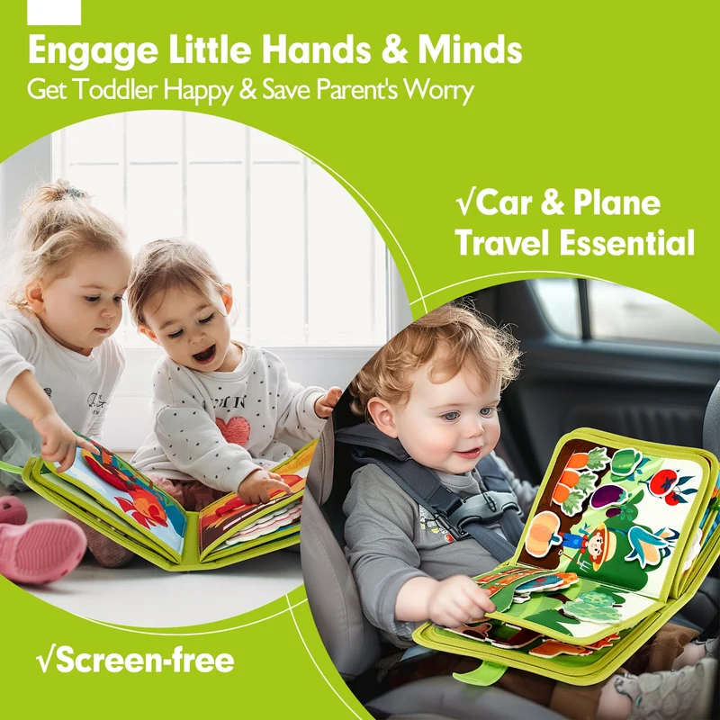 hahaland Busy Board Libro Montessori Interattivo 1 Anno - Busy Book Sensoriale Educativo Giochi Montessori 1 2 3 Anni - Pannello di Feltro attività Valigetta Montessori Regalo Bambino