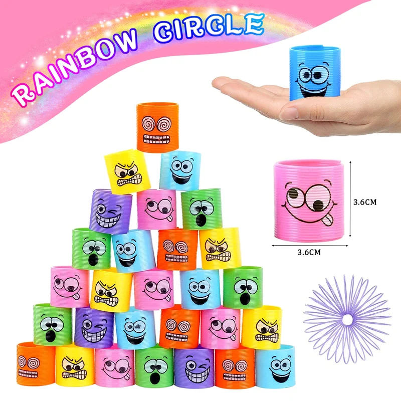 MOOING 36Pezzi Mini Smiley Spring,Molle Giocattolo per Bambini,Mini Molle Magiche,Rainbow Spirali Regalo,Giocattoli a Molla Arcobaleno per Festa Riempitivi Diverti,Verde,6 colori in totale（31*19*3.8）