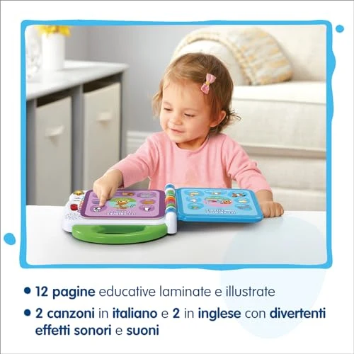 VTech Il Mio Primo Libro Illustrato - Le Mie Prime 100 Parole, Libro Bilingue per Bambini, Libro Sensoriale in Italiano e Inglese, Libro Neonato con 3 Modalità, Batterie Incluse, 18 Mesi - 4 Anni