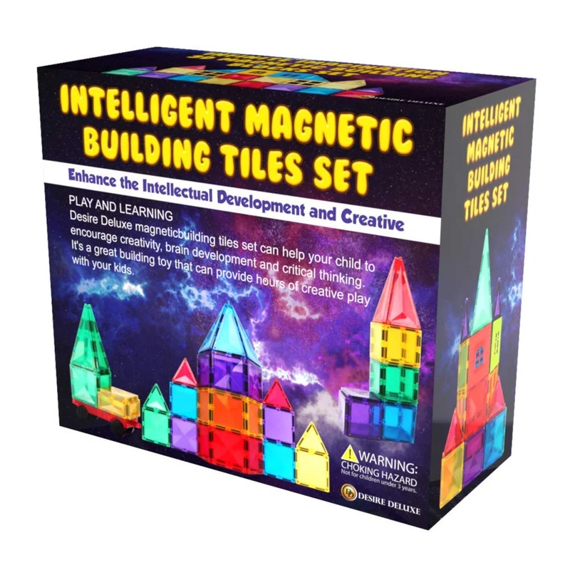 Desire Deluxe Set tessere magnetiche - Gioco Educativo per bambini e bambine - Età 3 4 5 6 7 anni - Impara con le costruzioni - 57 pz
