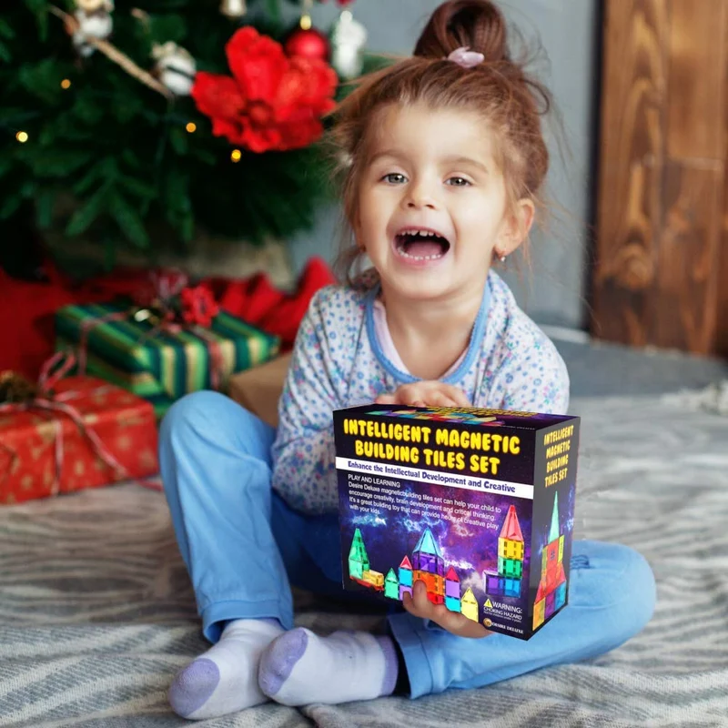 Desire Deluxe Set tessere magnetiche - Gioco Educativo per bambini e bambine - Età 3 4 5 6 7 anni - Impara con le costruzioni - 57 pz