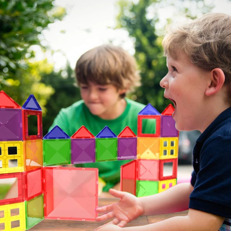 Desire Deluxe Set tessere magnetiche - Gioco Educativo per bambini e bambine - Età 3 4 5 6 7 anni - Impara con le costruzioni - 57 pz
