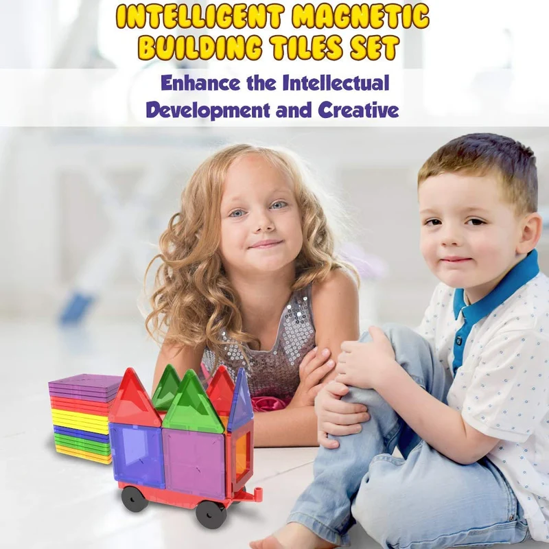 Desire Deluxe Set tessere magnetiche - Gioco Educativo per bambini e bambine - Età 3 4 5 6 7 anni - Impara con le costruzioni - 57 pz