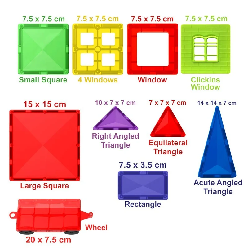 Desire Deluxe Set tessere magnetiche - Gioco Educativo per bambini e bambine - Età 3 4 5 6 7 anni - Impara con le costruzioni - 57 pz