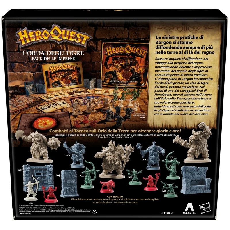 Avalon Hill, HeroQuest, pack delle Imprese L'Orda degli Ogre, gioco per roleplay, per giocare è necessario avere il Sistema di Gioco Base HeroQuest - Versione Italiana