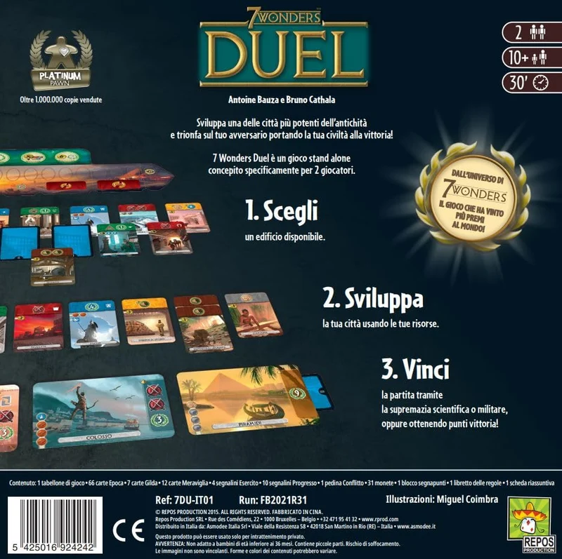 Asmodee - 7 Wonders Duel - Gioco da Tavolo di Strategia per 2 Giocatori, 10+ Anni, Edizione in Italiano