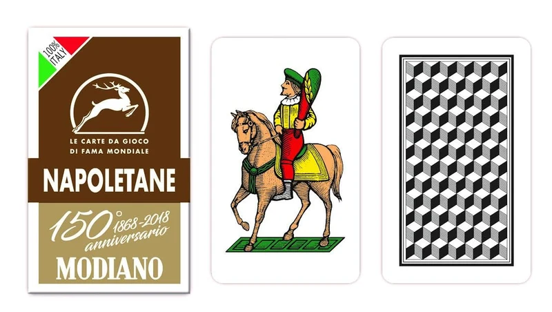 Modiano- Carte da Gioco del 150° Anniversario, Colore Napoletane Marroni, 300082