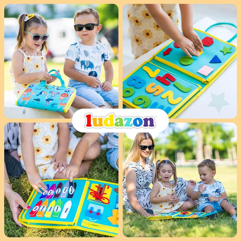 LUDAZON® Valigetta Montessori per lo Sviluppo delle Capacità Intellettive, Busy Board 1 2 3 4 5 Anni, Intrattiene per ore a Casa, al Ristorante, e in Viaggio. GUARDA IL VIDEO