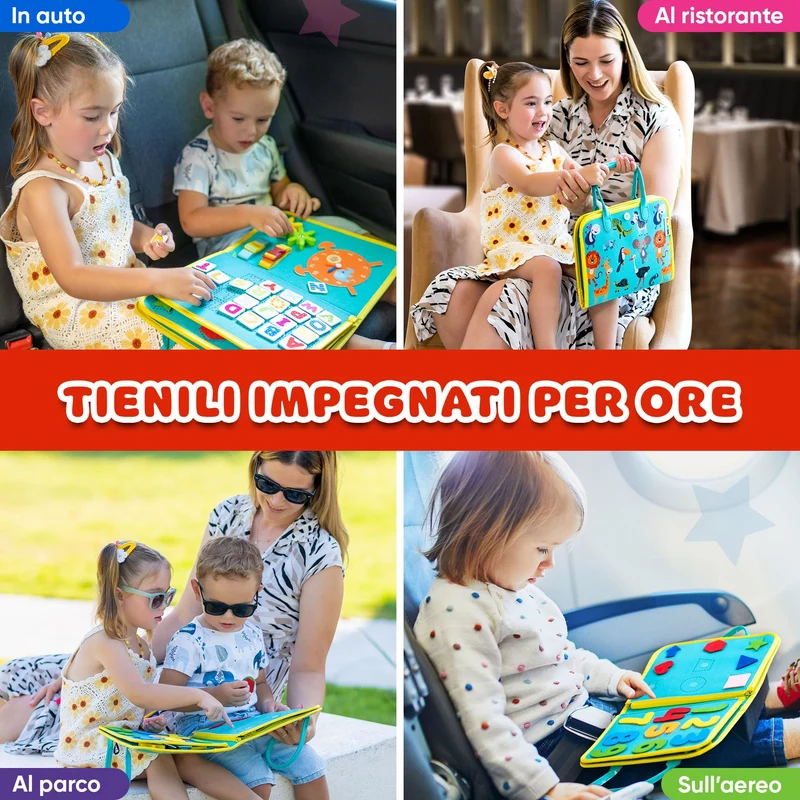 LUDAZON® Valigetta Montessori per lo Sviluppo delle Capacità Intellettive, Busy Board 1 2 3 4 5 Anni, Intrattiene per ore a Casa, al Ristorante, e in Viaggio. GUARDA IL VIDEO