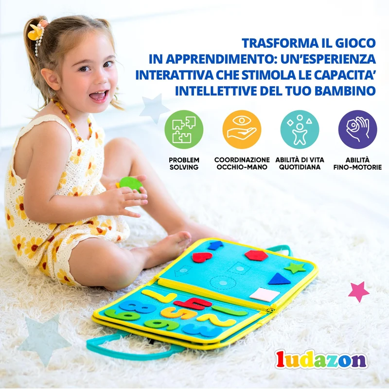 LUDAZON® Valigetta Montessori per lo Sviluppo delle Capacità Intellettive, Busy Board 1 2 3 4 5 Anni, Intrattiene per ore a Casa, al Ristorante, e in Viaggio. GUARDA IL VIDEO