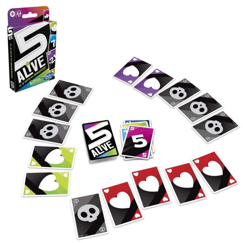5 Alive, gioco di carte Hasbro Gaming dal ritmo incalzante per bambini e famiglie, giochi per tutta la famiglia, giochi di carte veloci da 2 a 6 giocatori