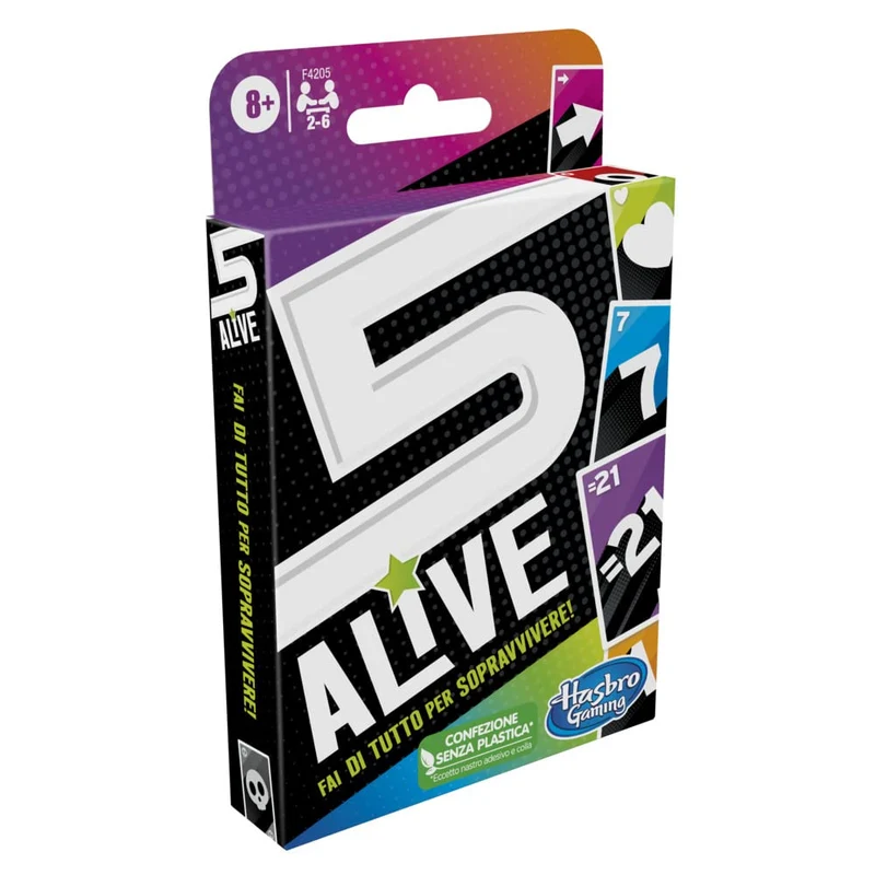 5 Alive, gioco di carte Hasbro Gaming dal ritmo incalzante per bambini e famiglie, giochi per tutta la famiglia, giochi di carte veloci da 2 a 6 giocatori