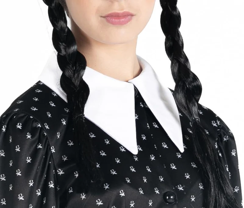 Ciao 11322S, Travestimento Bambina Ragazza Originale Wednesday con Parrucca, Nero/Bianco, 6 - 8 anni