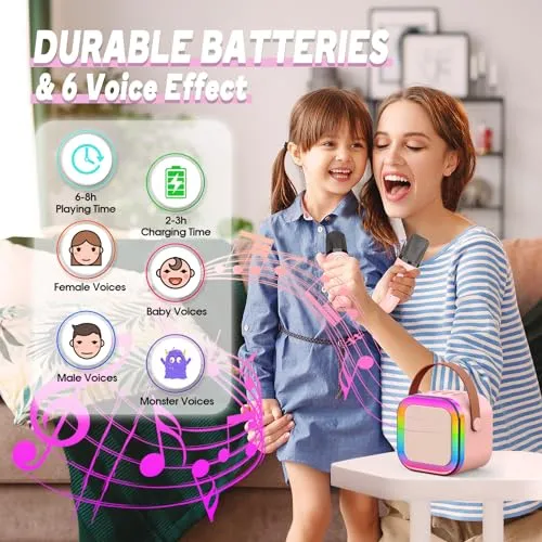 Dislocati Microfono Karaoke per Bambini, Regalo Bambina 4-12 Anni Microfono Bambini Giochi Bambina 4-12 Anni Karaoke con Microfono Bluetooth Regalo Ragazza Giocattoli Bambina 4-12 Anni