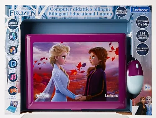 Lexibook Disney Frozen 2 Computer Portatile Educativo Bilingue Italiano/Inglese 124 attività Matematica Logica Musica Orologio JC598FZi5 3+anni