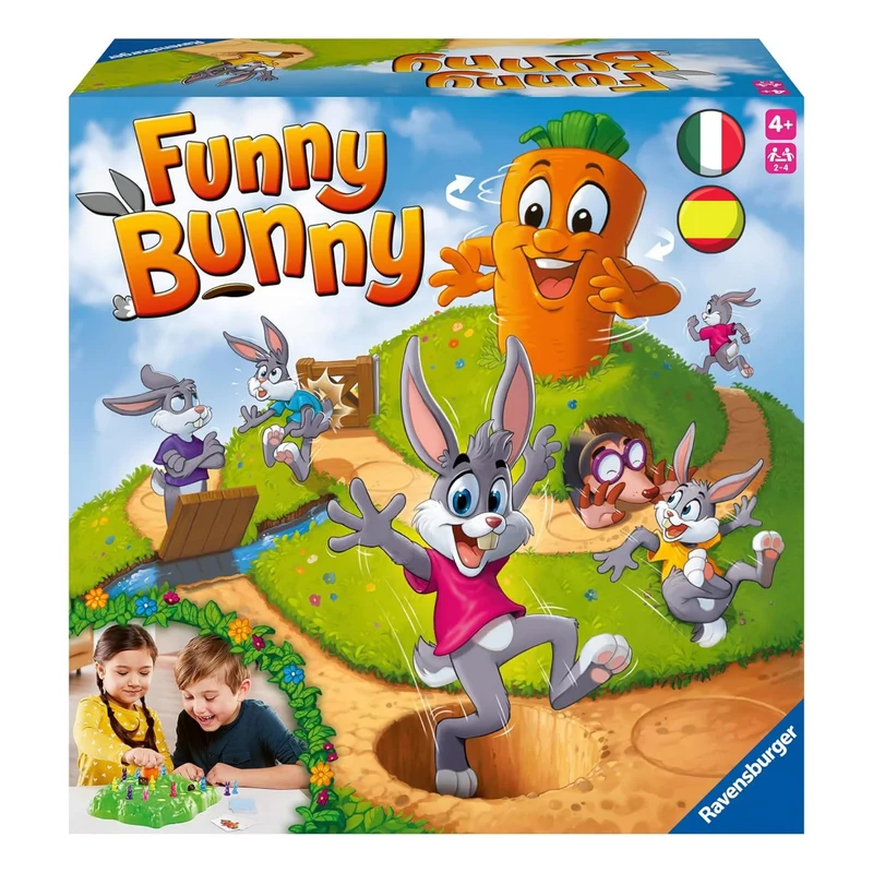 Ravensburger - Funny Bunny, Gioco da Tavolo, 2-4 Giocatori, Idea Regalo per Bambini e Bambine 4+ Anni, Edizione in Italiano