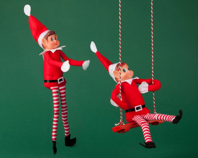Toyland® Elves Behavin Badly - Set di 2-12 pollici Elfo Ragazza e Elfo Ragazzo Peluche con Gambe Lunghe, Corpo Morbido e Testa in Vinile - Novità Giocattoli Natalizi
