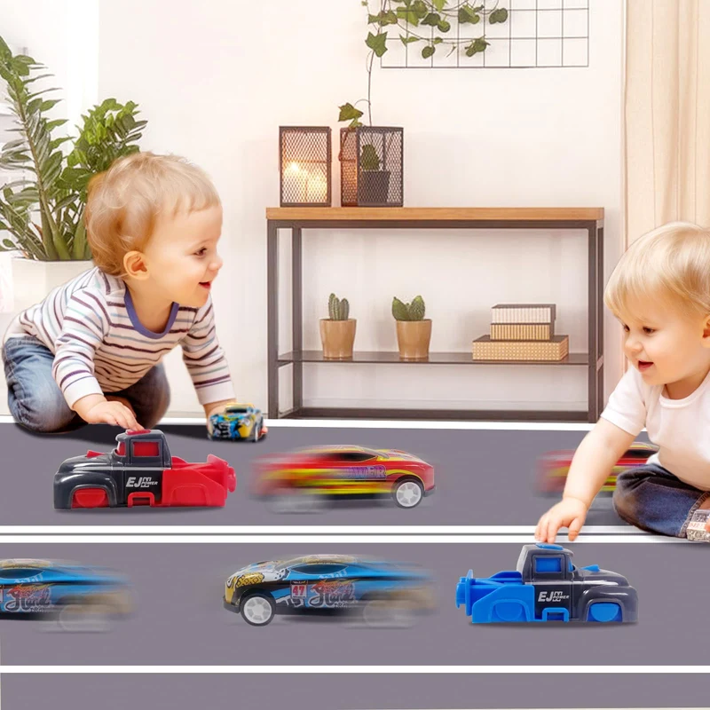 TOYABI 21 pezzi Macchinine per Bambini Set, 10 Macchinine Metallo con Lanciatore/Blocco Stradale/Tappeto da Gioco per Bambini/Borsa per il Trasporto, Ragazzi e Ragazze 2, 3, 4 Anni e Più