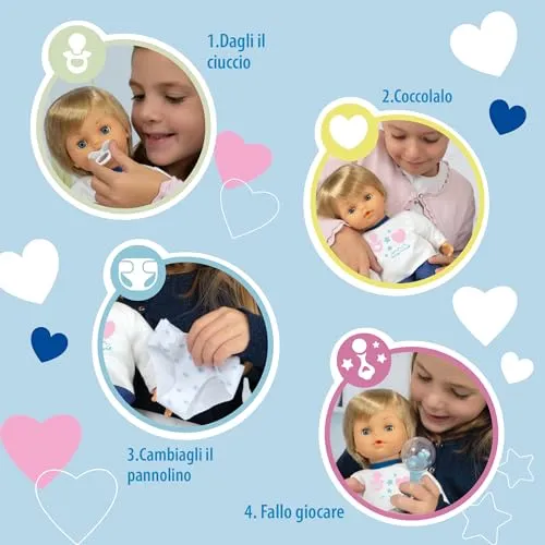 Cicciobello Baby Monitor, Bambola Interattiva con Corpo Morbido da 30 cm, Giochi Bambini 2 anni, Accessori Inclusi e Funzioni Guidate dal Monitor Biberon