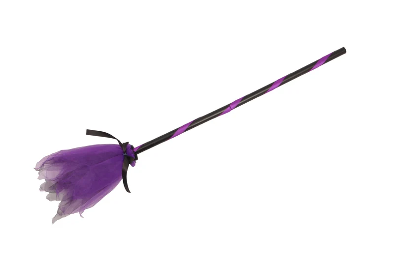 Ciao- Scopa da Strega (85cm, smontabile) con Tulle Bicolore, Viola/Nero Accessorio Travestimento, Colore, Media, 31455