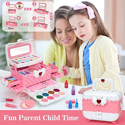 Trucchi Bambina Set, 55 pezzi Trucchi Bambina Anallergici, Lavabile Set Di Trucchi Per Bambini, Valigetta Trucchi Bambina, Giochi Bambina Natale Compleanno Regalo Bambina 3 4 5 6 7 8 9 10 Anni