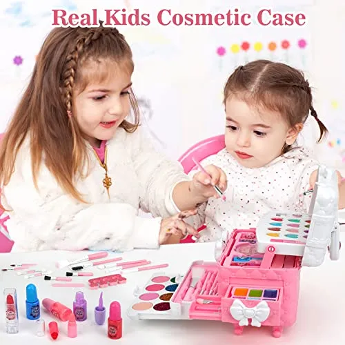 Trucchi Bambina Set, 55 pezzi Trucchi Bambina Anallergici, Lavabile Set Di Trucchi Per Bambini, Valigetta Trucchi Bambina, Giochi Bambina Natale Compleanno Regalo Bambina 3 4 5 6 7 8 9 10 Anni