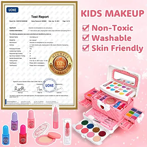Trucchi Bambina Set, 55 pezzi Trucchi Bambina Anallergici, Lavabile Set Di Trucchi Per Bambini, Valigetta Trucchi Bambina, Giochi Bambina Natale Compleanno Regalo Bambina 3 4 5 6 7 8 9 10 Anni
