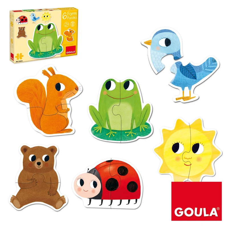 Goula 6 Puzzle Form Animali da 2 pezzi, Multicolore, taglia unica, 53173
