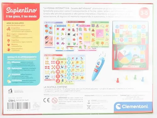 Clementoni- Sapientino-Scuola Dell'Infanzia-Forme, Colori, Alfabeto E Numeri-Quiz, Schede attività e Penna Interattiva Parlante, Gioco Educativo 3 Anni-Made in Italy, Italiano, 16748