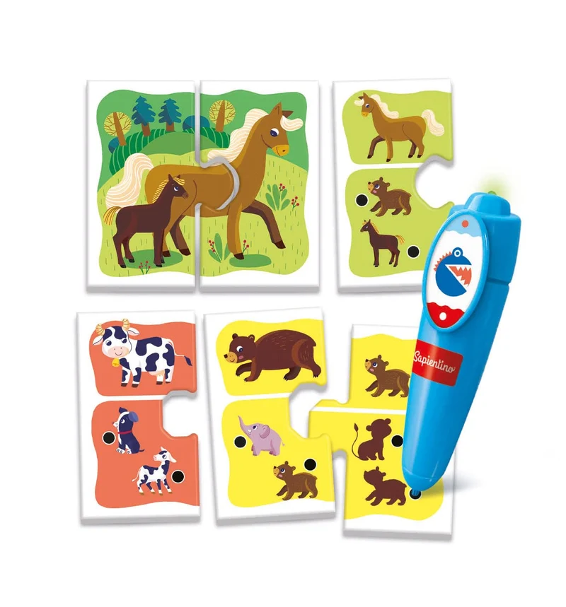 Clementoni Sapientino - Penna Interattiva Cuccioli, Gioco Educativo Elettronico 2-3 Anni, Flashcard Animali e Penna Parlante per Sviluppare Logica e Linguaggio, Made in Italy, Lingua Italiana, 16380