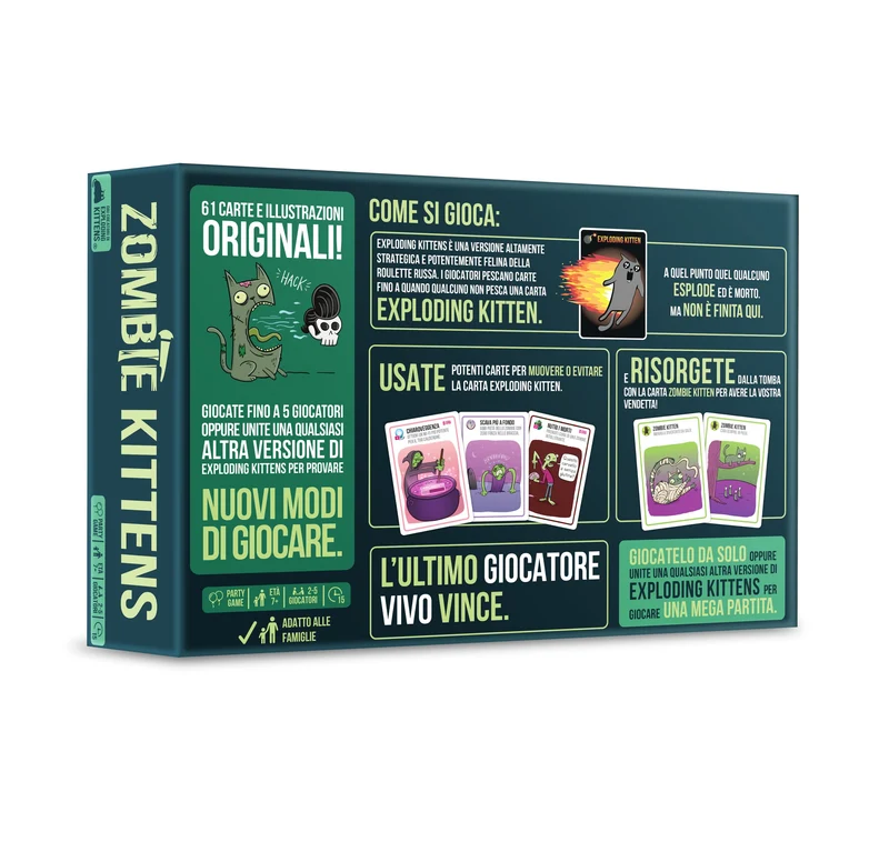 Asmodee - Zombie Kittens - Gioco di Carte, Party Game, 2-5 Giocatori, 7+ Anni, Edizione in Italiano