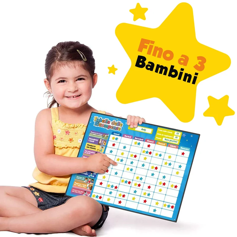 Tabella delle Ricompense per Bambini. La Tabella Magnetica Star Stimola i Bambini a Comportarsi Bene. Include 80+ Faccende Domestiche e 300 Stelle - Versione migliorata, in Italiano
