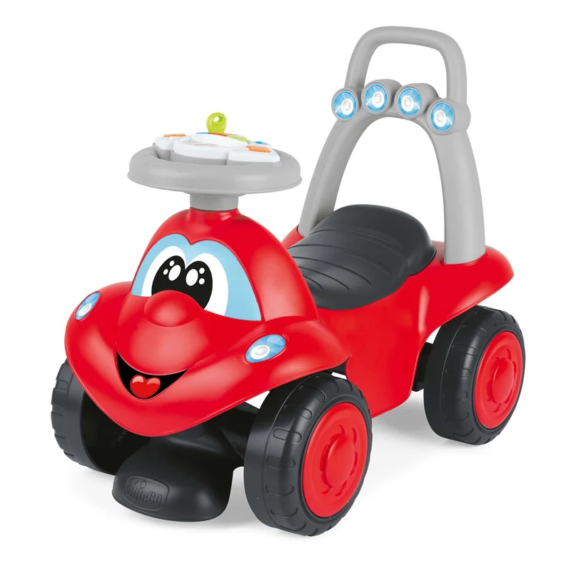 Chicco Billy Walk&Ride Eco+, Primi Passi Girello e Cavalcabile 2in1, Assemblaggio Semplice Manubrio Ergonomico, Ruote Larghe, Suoni e Luci di Guida, in Plastica Riciclata, Bambini 12-36 Mesi, Rosso