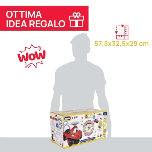 Chicco Billy Walk&Ride Eco+, Primi Passi Girello e Cavalcabile 2in1, Assemblaggio Semplice Manubrio Ergonomico, Ruote Larghe, Suoni e Luci di Guida, in Plastica Riciclata, Bambini 12-36 Mesi, Rosso