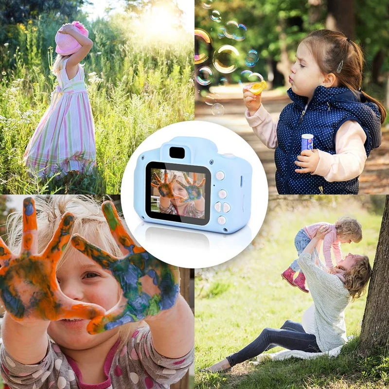 Faburo Macchina Fotografica Bambini con Scheda SD 32 GB, Fotocamera Bambini Portatile, Ricaricabile Fotocamera Digital Bambini, Videocamera Regalo di Compleanno/Natale per Bambini(Blu)