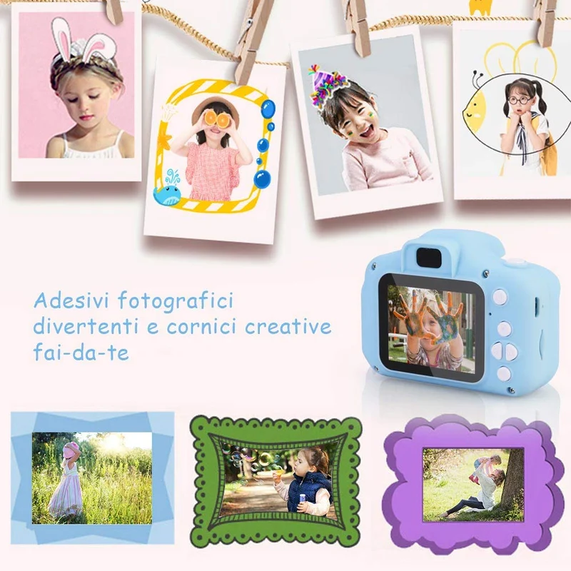 Faburo Macchina Fotografica Bambini con Scheda SD 32 GB, Fotocamera Bambini Portatile, Ricaricabile Fotocamera Digital Bambini, Videocamera Regalo di Compleanno/Natale per Bambini(Blu)