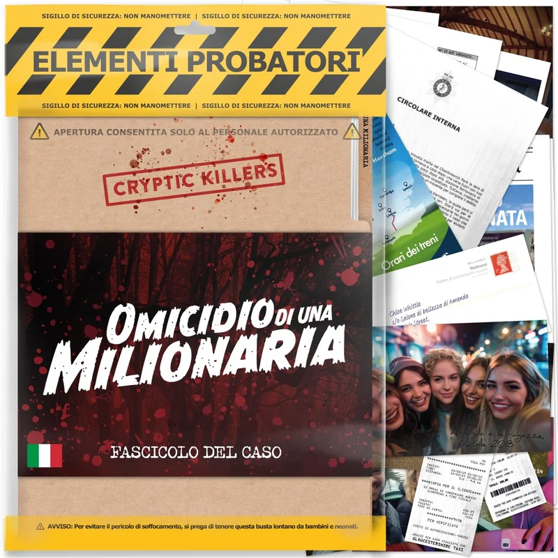 Detective gioco investigative – Caso da risolvere italiano – Un Mistero di omicidio e un Caso da risolvere – Giochi da tavolo adulti 14+ - Omicidio di una milionaria - Cryptic Killers
