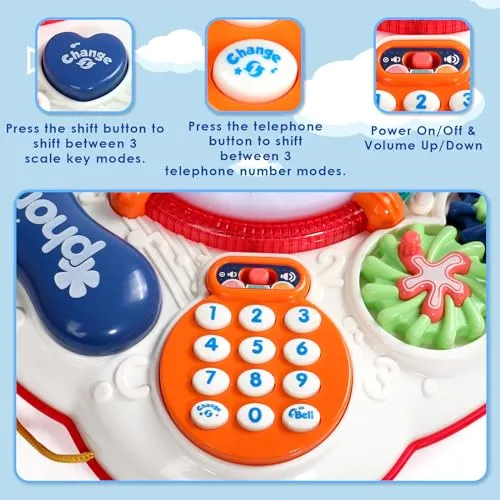 Giochi Bambini 1 Anno - Tavolo Multiattivita Bambini con Suoni e Luci Giochi Montessori 1 Anno Tavolino Bambini Gioco Bimbo Interattivo 1 Anno Strumenti Musicali Bambini Regalo Bimba Bimbo 1 2 3 Anno