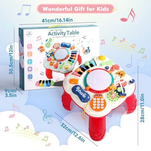 Giochi Bambini 1 Anno - Tavolo Multiattivita Bambini con Suoni e Luci Giochi Montessori 1 Anno Tavolino Bambini Gioco Bimbo Interattivo 1 Anno Strumenti Musicali Bambini Regalo Bimba Bimbo 1 2 3 Anno