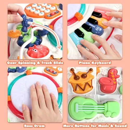 Giochi Bambini 1 Anno - Tavolo Multiattivita Bambini con Suoni e Luci Giochi Montessori 1 Anno Tavolino Bambini Gioco Bimbo Interattivo 1 Anno Strumenti Musicali Bambini Regalo Bimba Bimbo 1 2 3 Anno